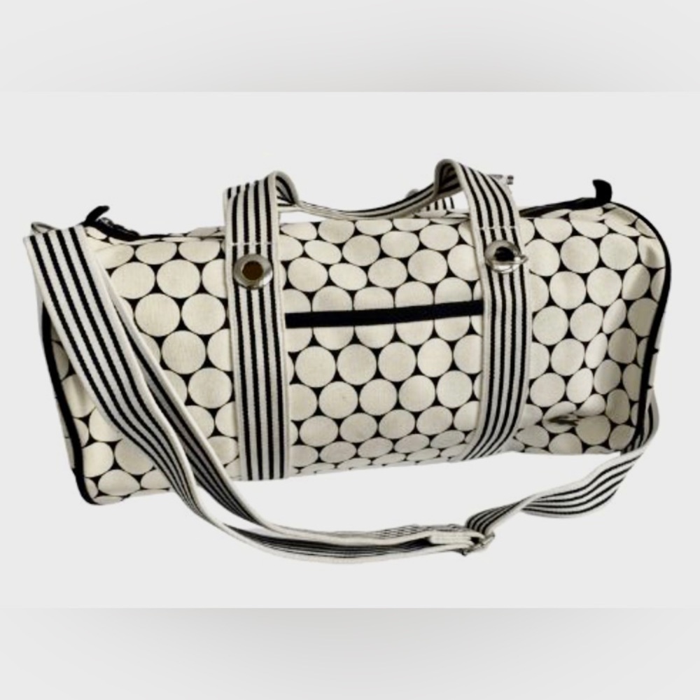 LACOSTE *RARE* Canvas Polka Dot Duffle Bag with Shoulder Strap